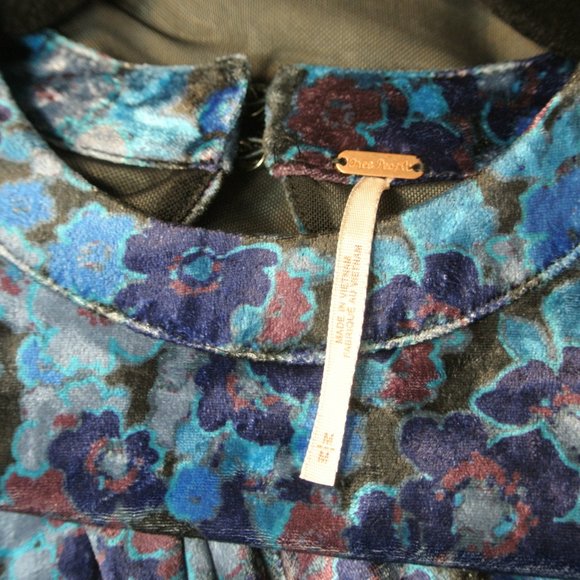 Free People Heartland Floral Crushed Velvet Maxi Dress Open Back Size M #409 - Picture 12 of 13